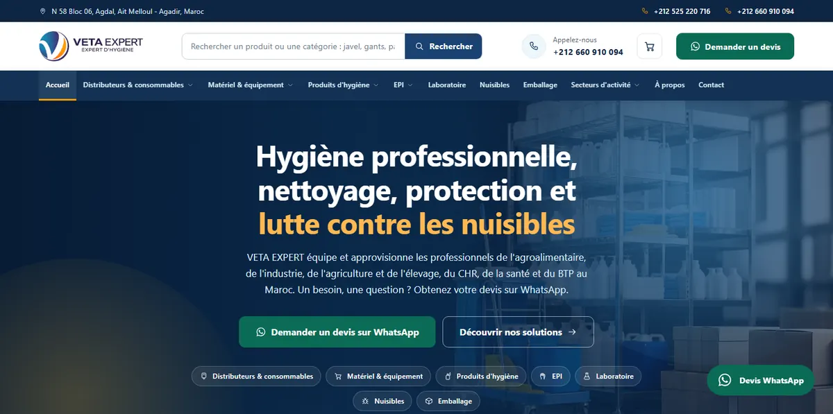 Veta Expert website, built by Amana Digital USA