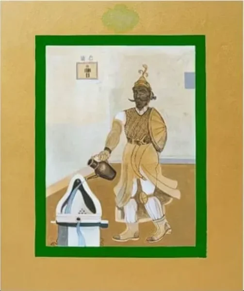 The Knight and the Fountain, painting by Mahmood Shubbar