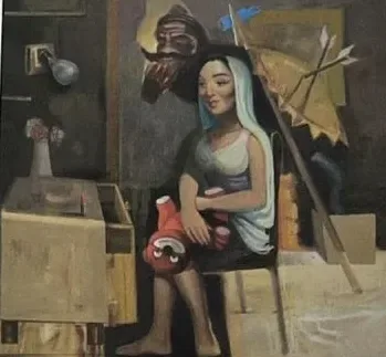 The Lipstick Incident, painting by Mahmood Shubbar