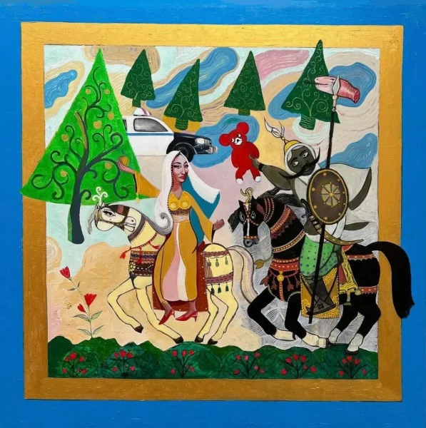 Untitled (The Red Bear), painting by Mahmood Shubbar