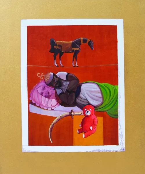 Untitled (The Sleeping Knight), painting by Mahmood Shubbar